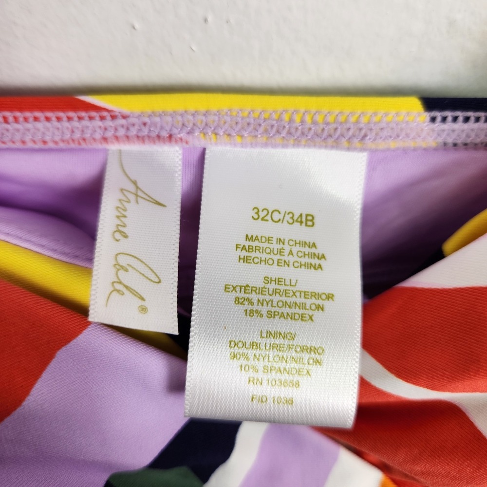 Anne Cole Tankini Top 32C/34B Multicolor Tropical Print Ruched NWT - Picture 2 of 5